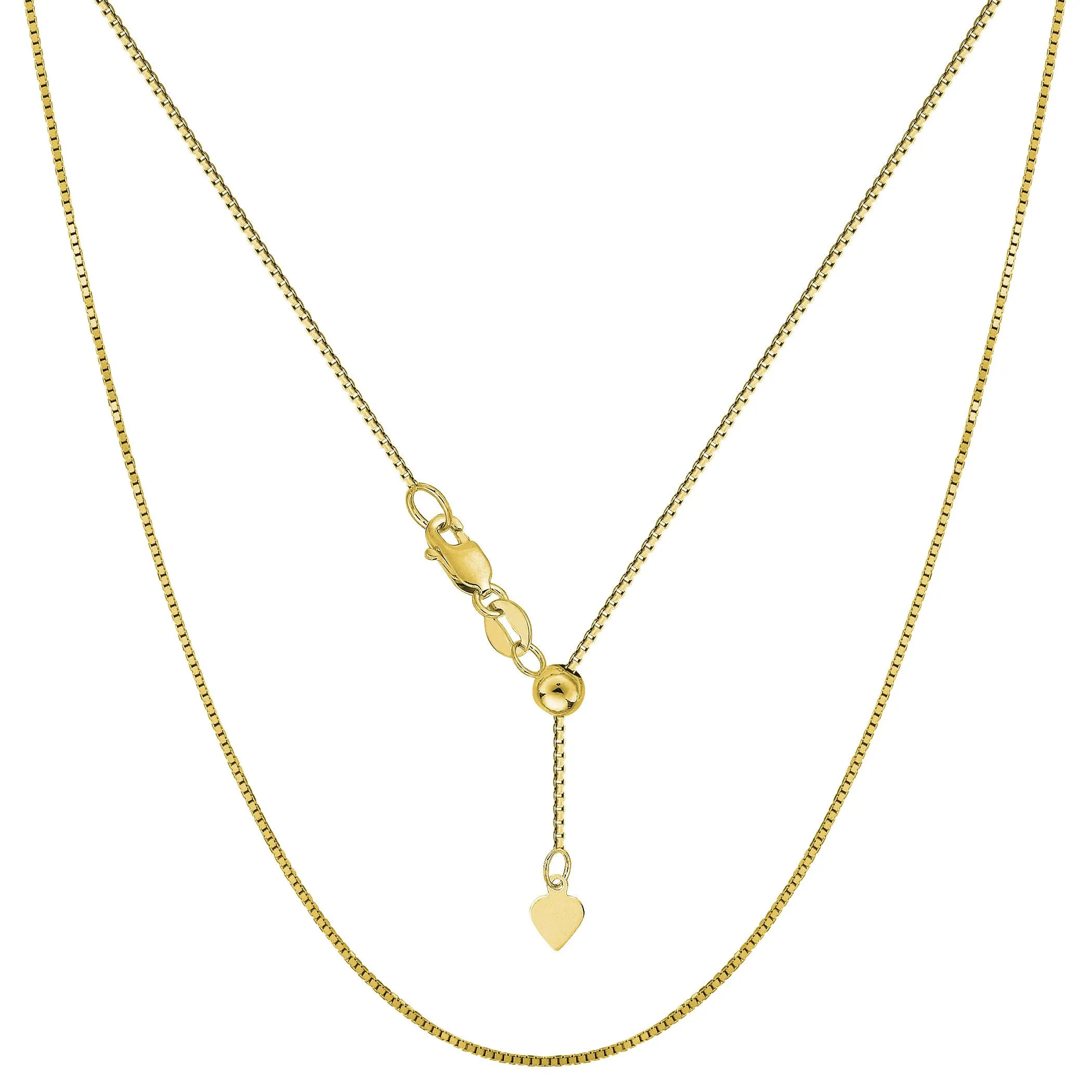 10k Yellow Gold Adjustable Box Link Chain Necklace, 0.7mm, 22