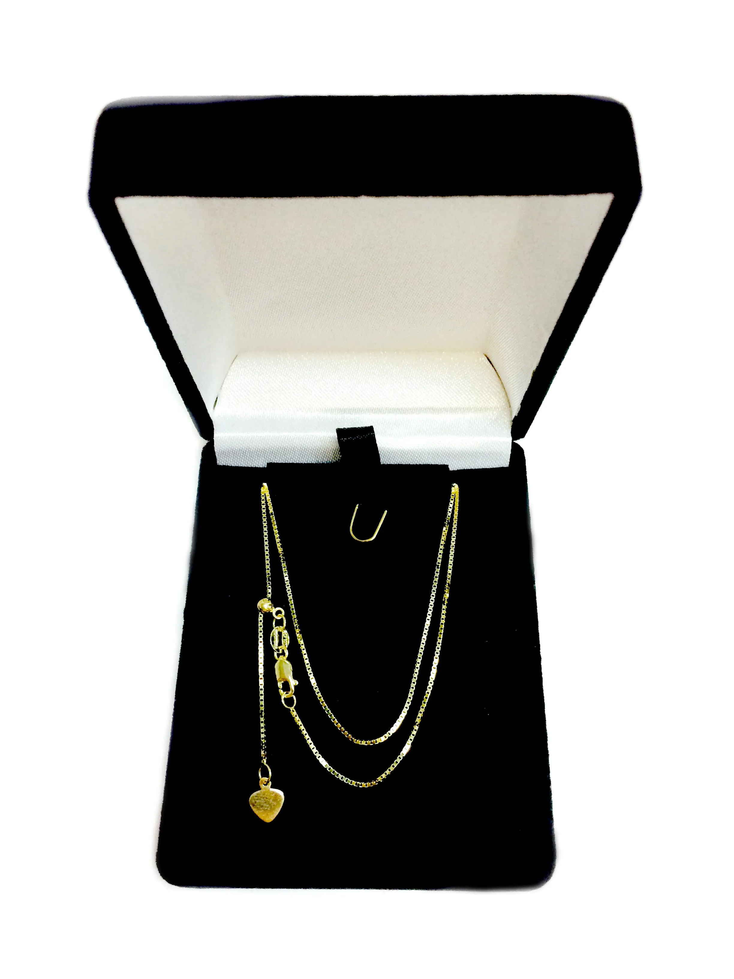 10k Yellow Gold Adjustable Box Link Chain Necklace, 0.7mm, 22