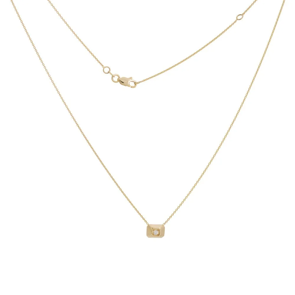 14K Diamond Rectangle Pendant Necklace