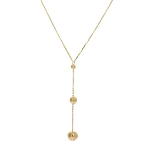 14K Gold Graduating Bead Drop Necklace