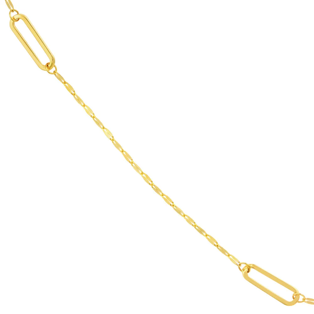 14k Gold Hammered Link Station Necklace