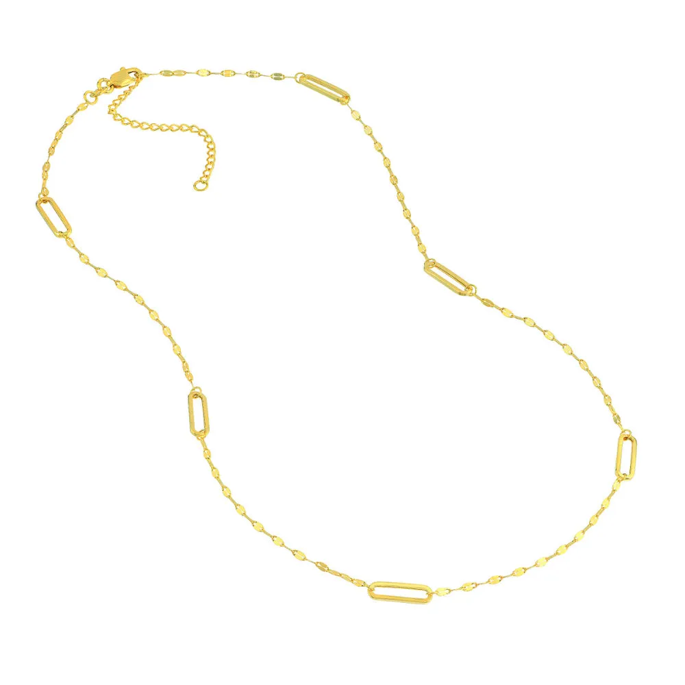 14k Gold Hammered Link Station Necklace