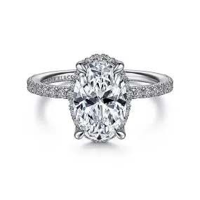 14K White Gold 'Hart' Hidden Halo Oval Diamond Engagement Ring