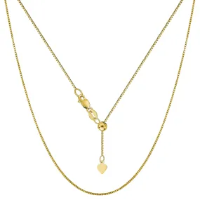 14k Yellow Gold Adjustable Box Chain Necklace, 0.7mm, 22