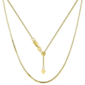 14k Yellow Gold Adjustable Box Chain Necklace, 0.85mm, 30