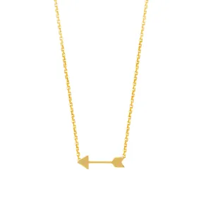 14K Yellow Gold Mini Arrow Pendant Necklace, 16 To 18 Adjustable