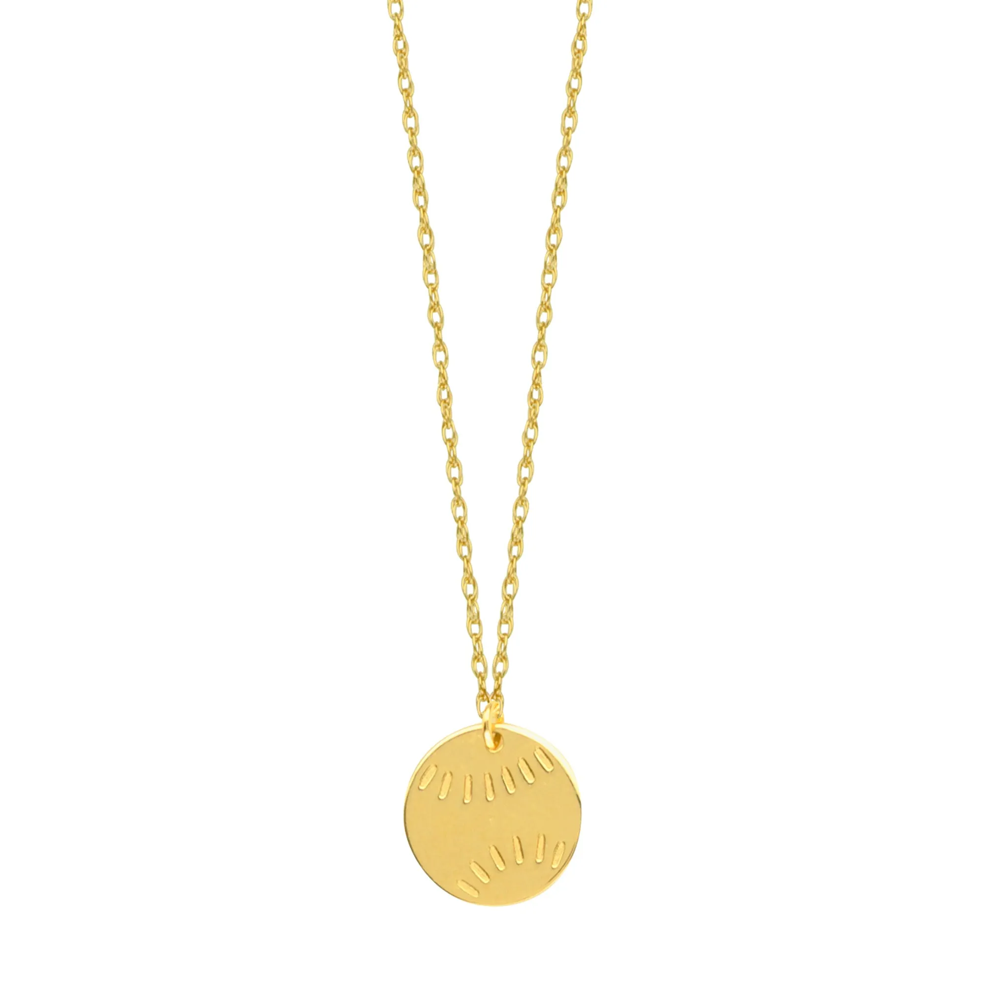 14K Yellow Gold Mini Baseball Necklace, 16 To 18 Adjustable