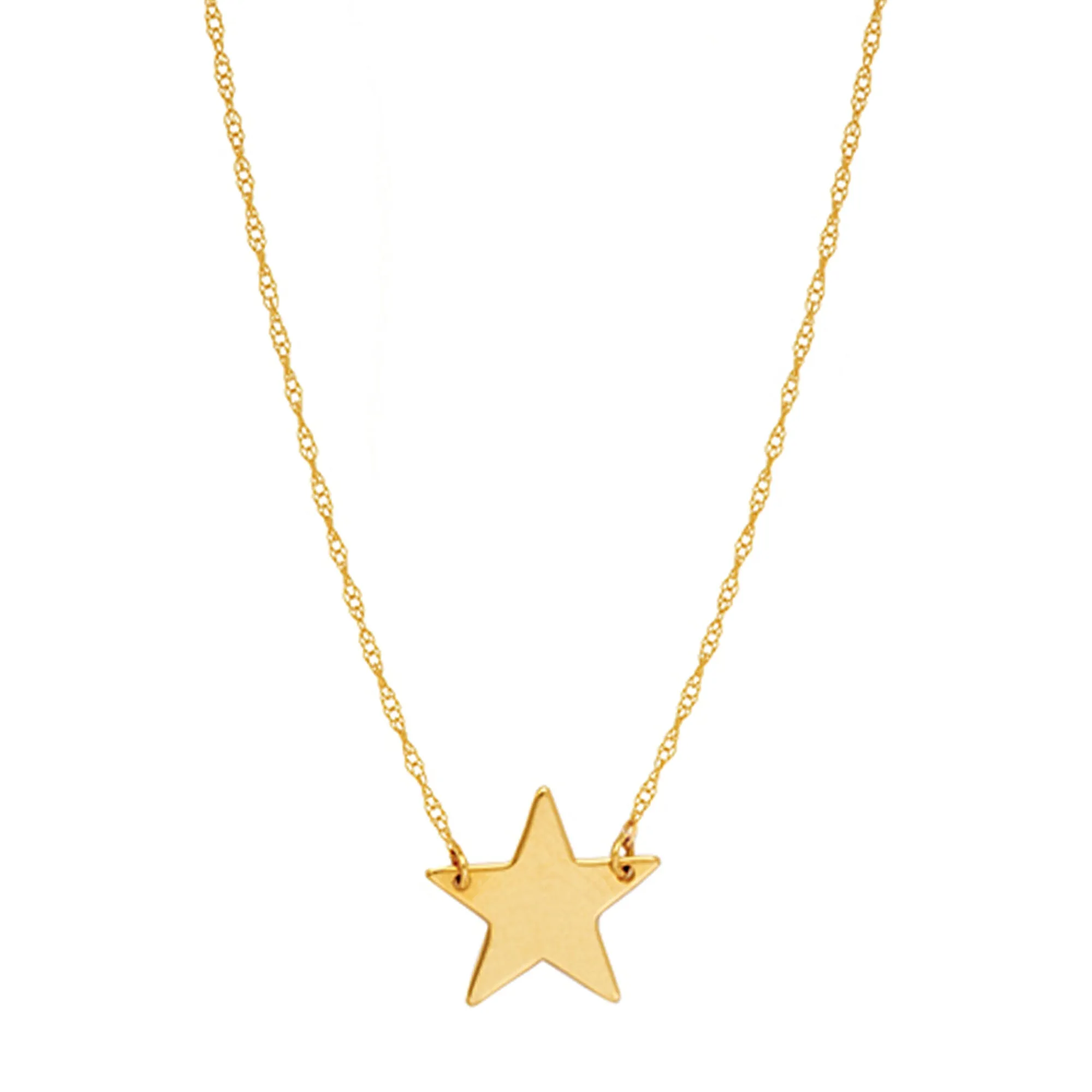 14K Yellow Gold Mini Star Pendant Necklace, 16 To 18 Adjustable