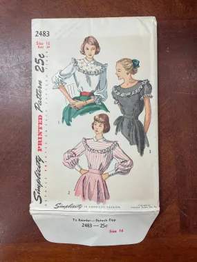 1948 Simplicity 2483 Sewing Pattern - Blouse