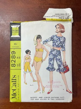 1966 McCall's 8289 Sewing Pattern - Bathing Suit, Top and Knickers