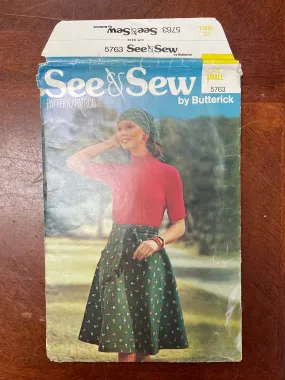 1970's See & Sew 5763 Sewing Pattern - Wrap Skirt