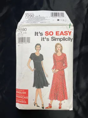 1996 Simplicity 7290 Pattern - Dress FACTORY FOLDED