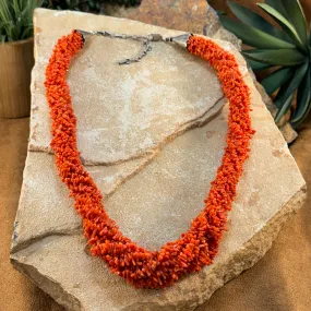 20 Red Coral 10-Strand Beaded Necklace