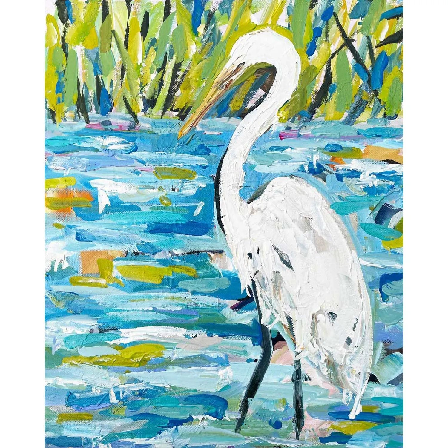 Abstract Egret Canvas Wall Art