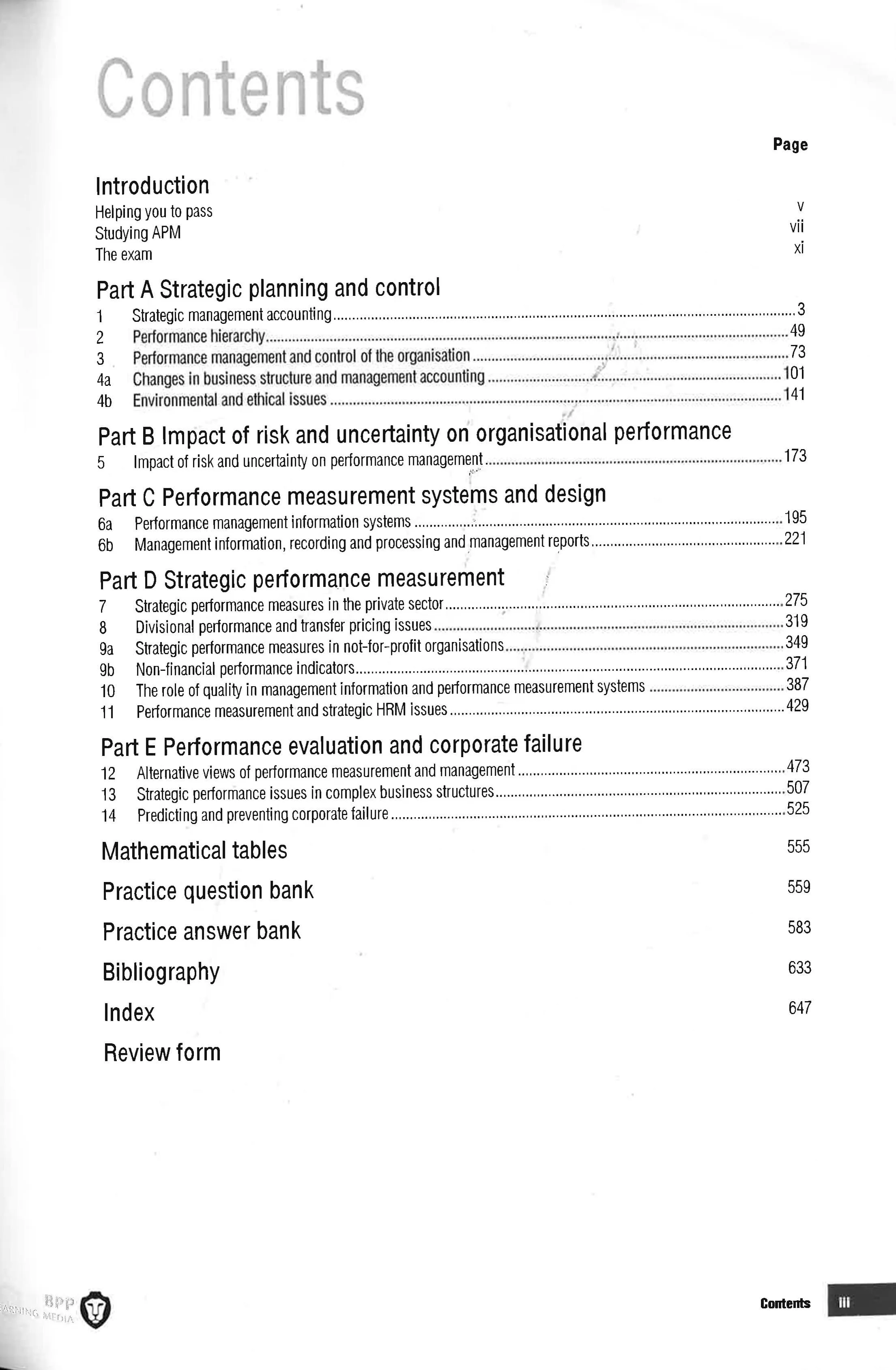 Acca Advanced Performance Management