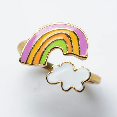 Adjustable Cloisonné Ring - Rainbow Cloud