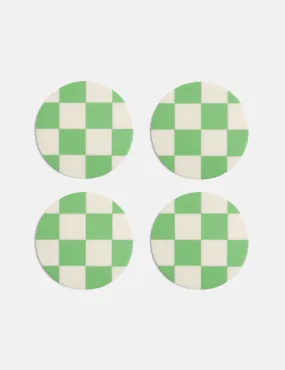 & Klevering Set of 4 Check Coasters - Mint