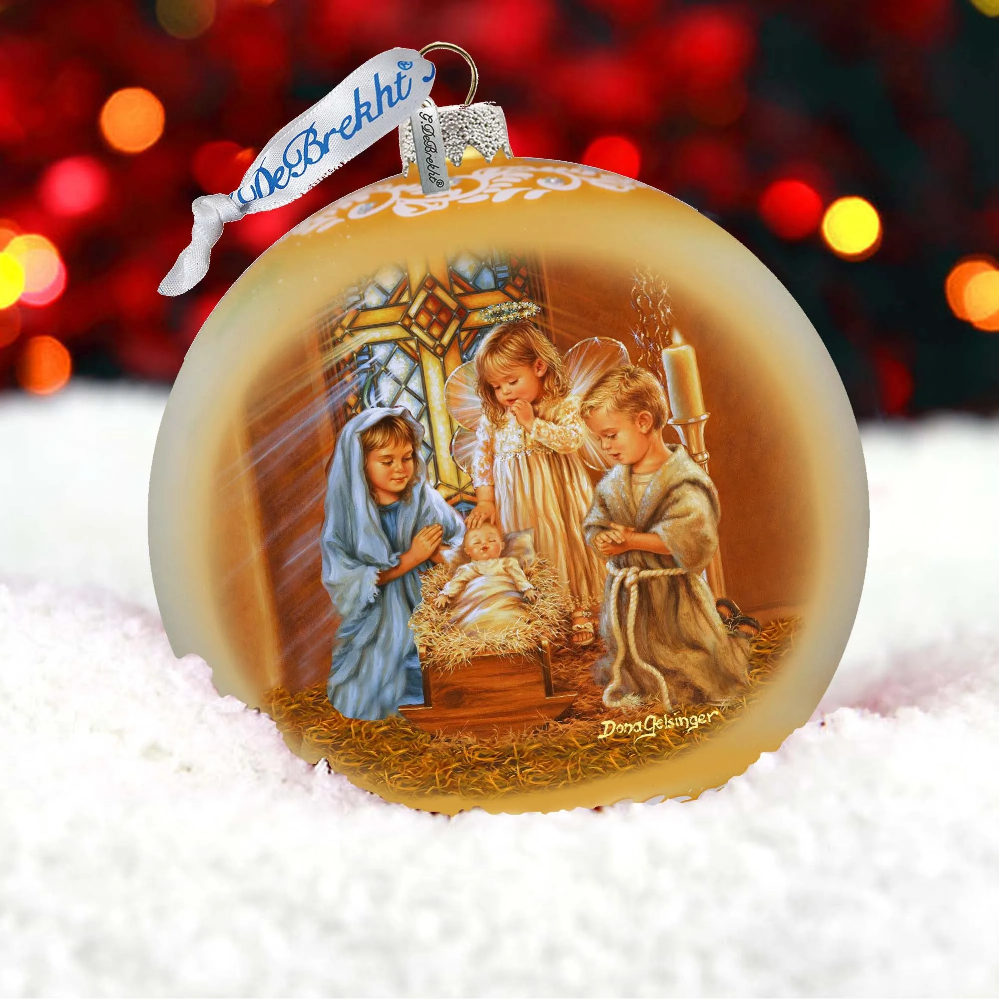 Angels Lullaby Lg Glass Ornament by G.Debrekht - Nativity Holiday Décor - 73940