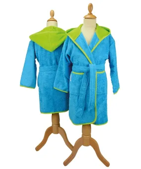 Aqua Blue/Lime Green - ARTG Boyzz & Girlzz hooded bathrobe