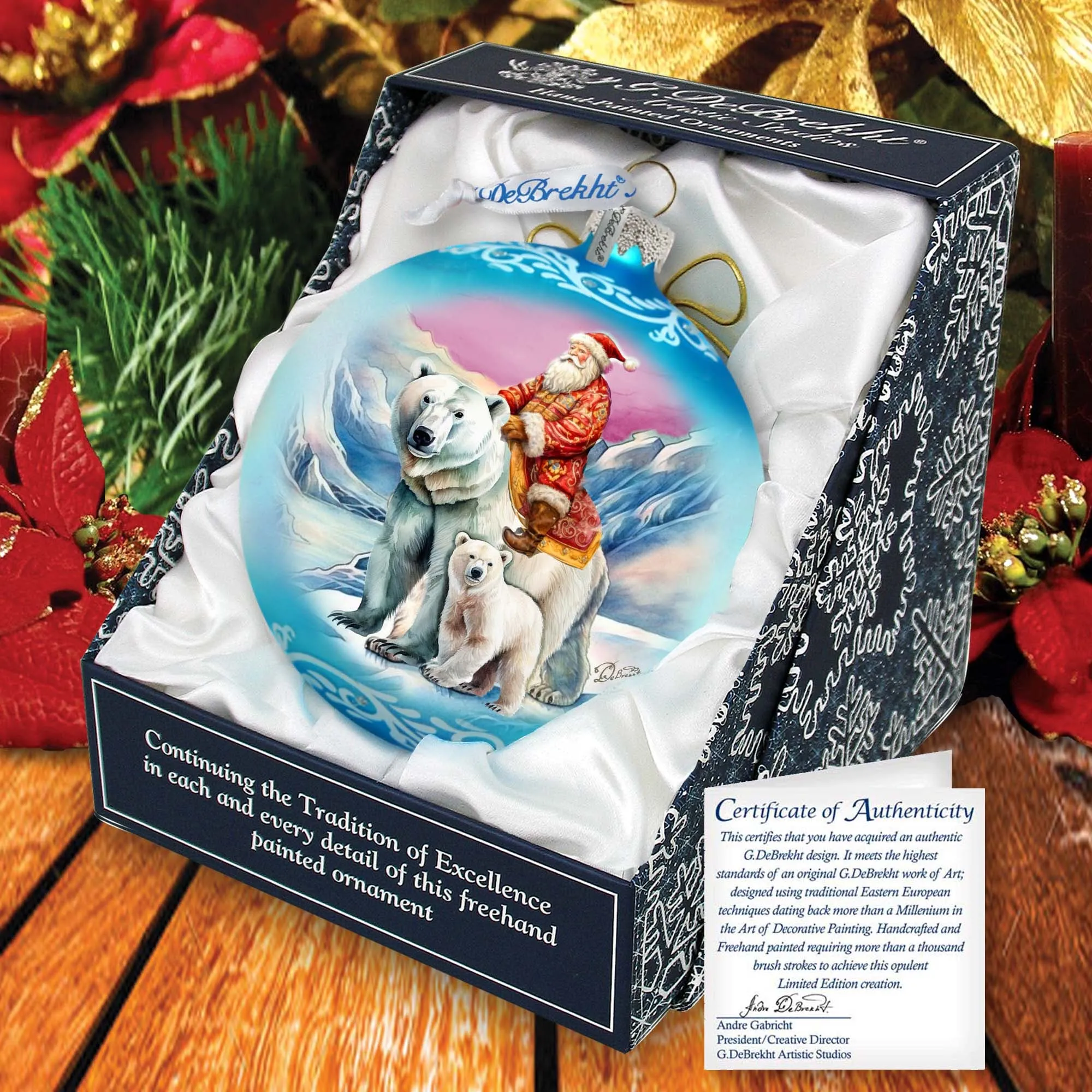 Arctic Adventurer Lg Glass Ornament by G.Debrekht - Christmas Santa Snowman Décor - 73966