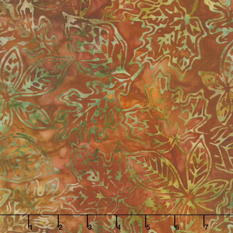 Artisan Batiks - Cornucopia 9 Small Leaves Rust Yardage