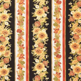 Autumn Bouquet - Stripe Autumn Metallic Yardage