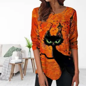 BerryBetty - Cat Print Halloween Blouse