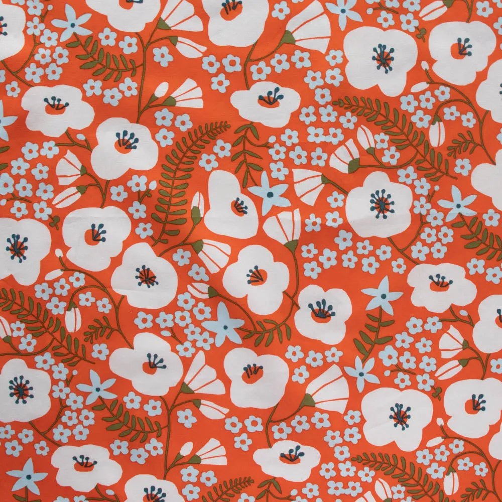 Big Blooms Tangerine Organic Poplin