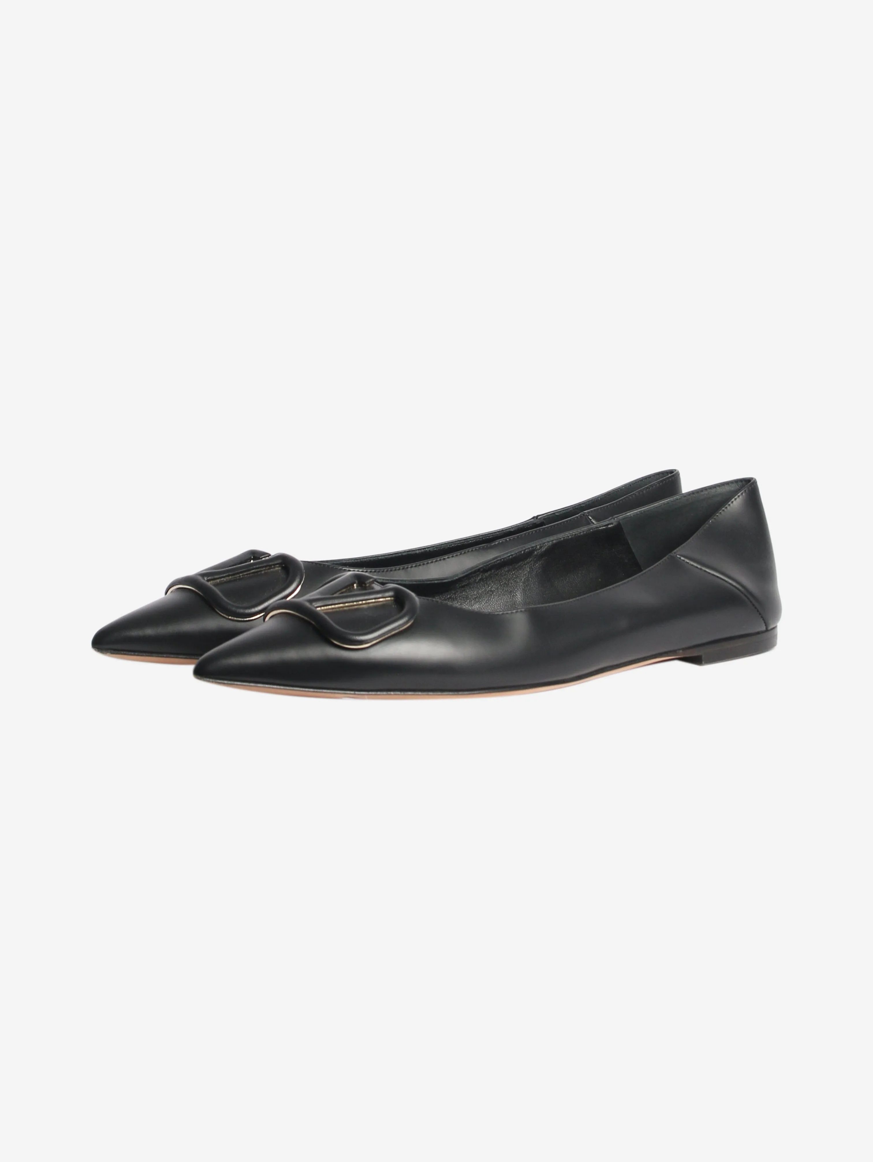 Black vlogo leather flat shoes - size EU 37