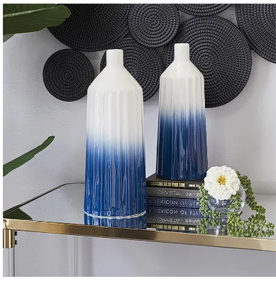 BLUE CERAMIC HANDMADE OMBRE VASE