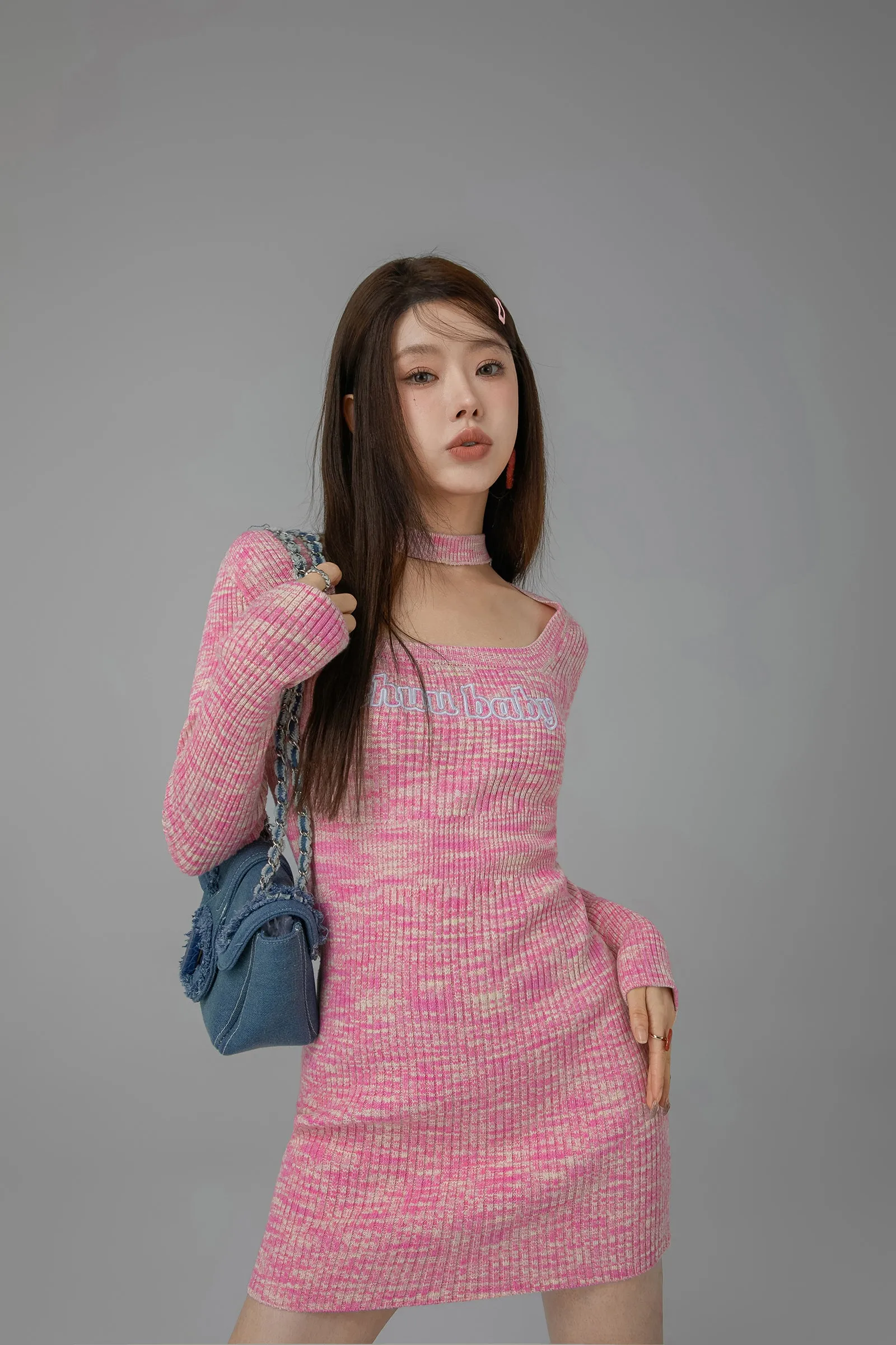 Chuu Baby Choker Knit Dress