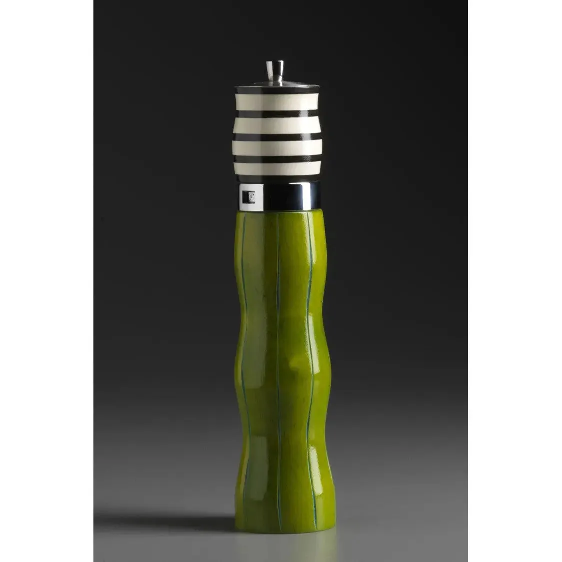 Combo C-5 in Green, Black, and White Wooden Salt and Pepper Mill Grinder Shaker by Robert Wilhelm of Raw Design