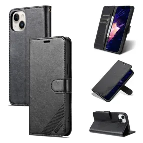 Compatible with iPhone 15 - Sheepskin Texture Flip Leather Phone Case in Black | PU Leather & TPU | Card Slots & Wallet | Holder Design for Horizontal Viewing | Full Access to Ports & Buttons