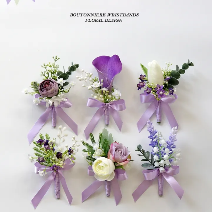 Corsages Purple Series for Wedding Party Proposal Decor