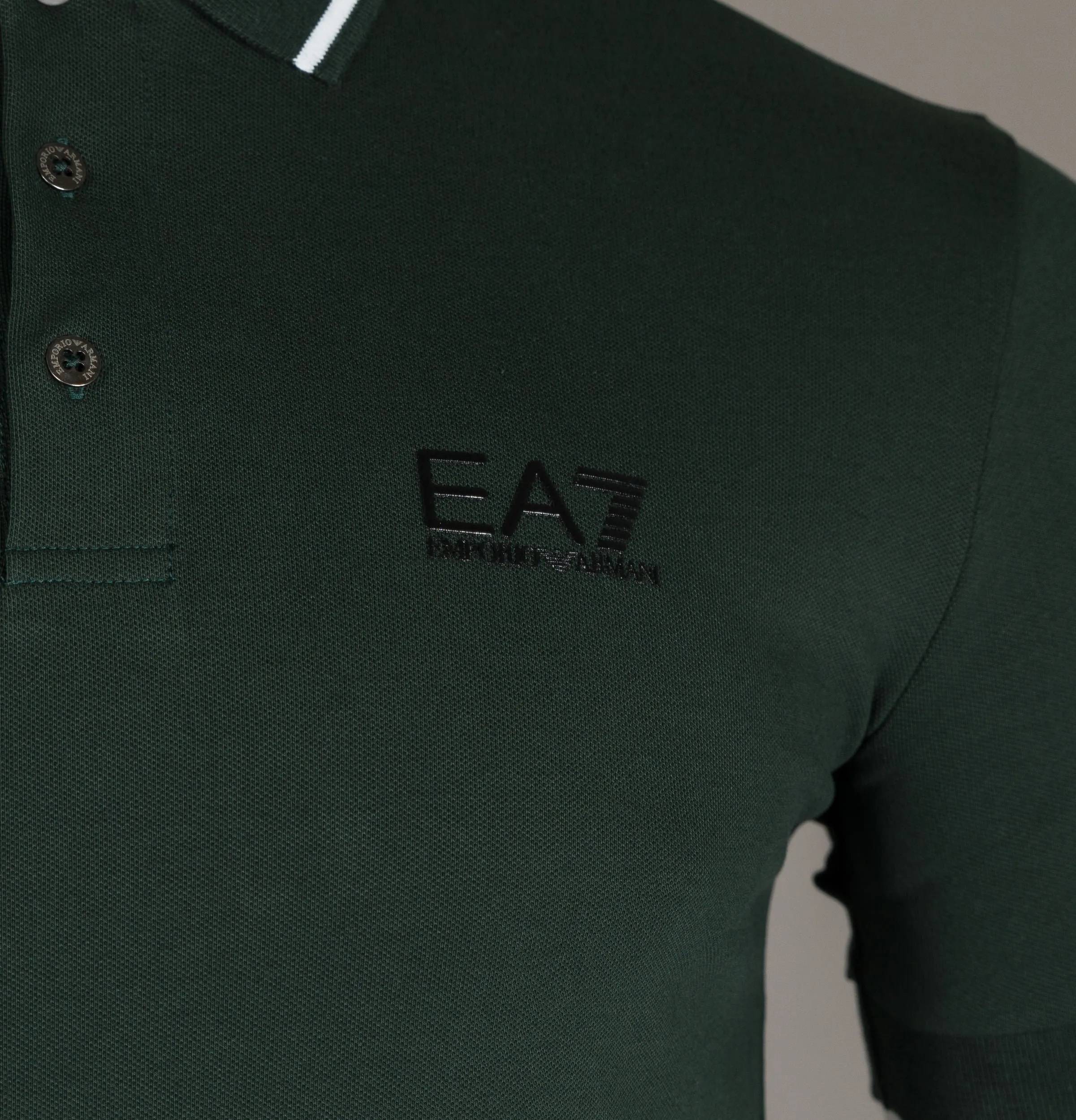 EA7 S/S Tipped Collar Polo Shirt Dark Green