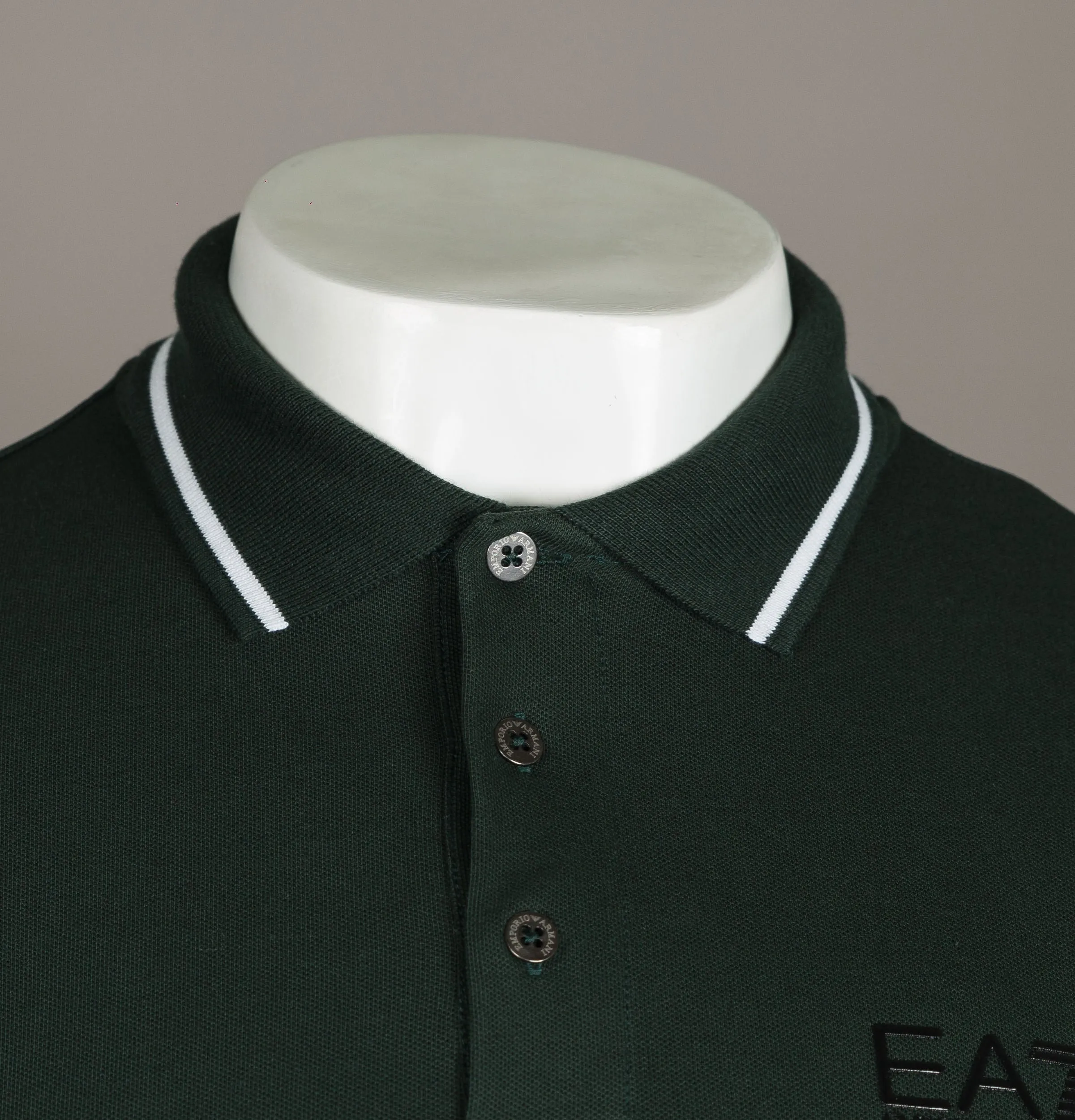 EA7 S/S Tipped Collar Polo Shirt Dark Green