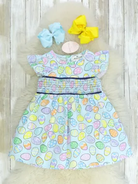 Easter Egg Smocked Ruffle Dress