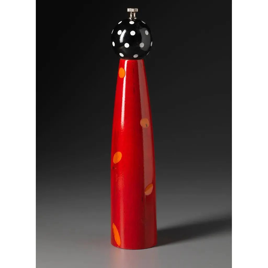 Ellipse E-10 in Red, Orange, Black, and White Wooden Salt and Pepper Mill Grinder Shaker by Robert Wilhelm of Raw Design