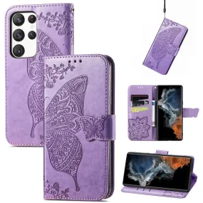 Embossed Butterfly Wallet Flip Case For Samsung Galaxy