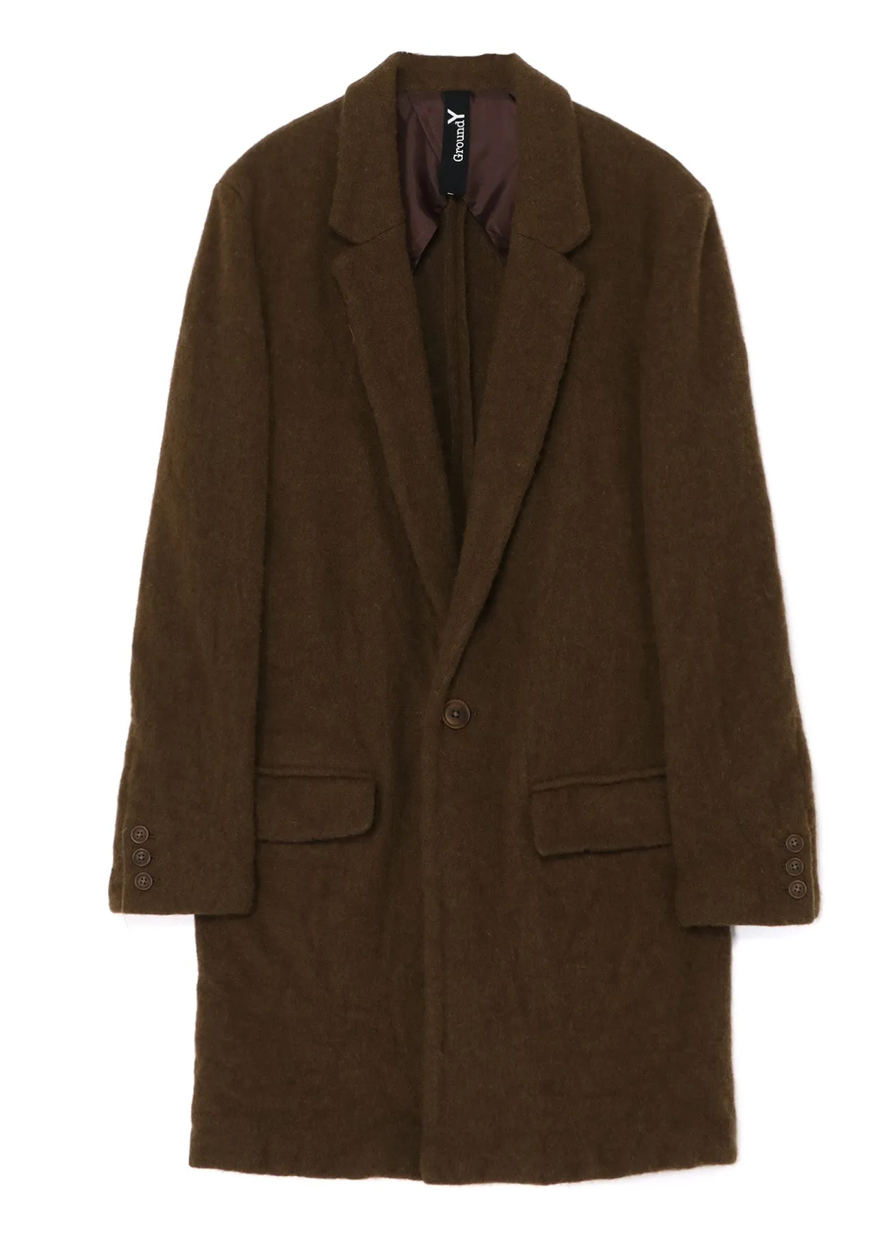 FULLING WOOL SERGE 1 BUTTON LONG JACKET