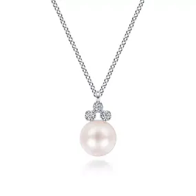 Gabriel & Co. Freshwater Pearl and Diamond Pendant Necklace