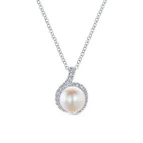 Gabriel & Co White Pearl and Diamond Pendant Necklace