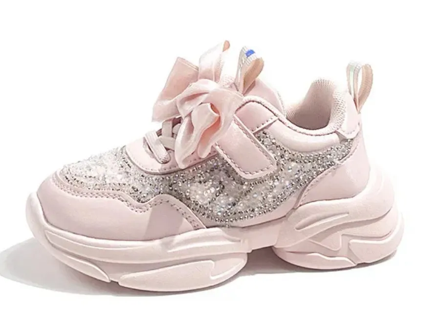 Girls Rhinestones Bow 2024 Running Sport Shoes