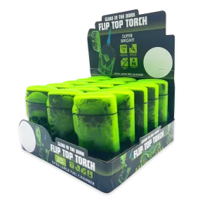 Glow In The Dark Flip Top Torch Lighter - 15 Pieces Per Retail Ready Display 24448