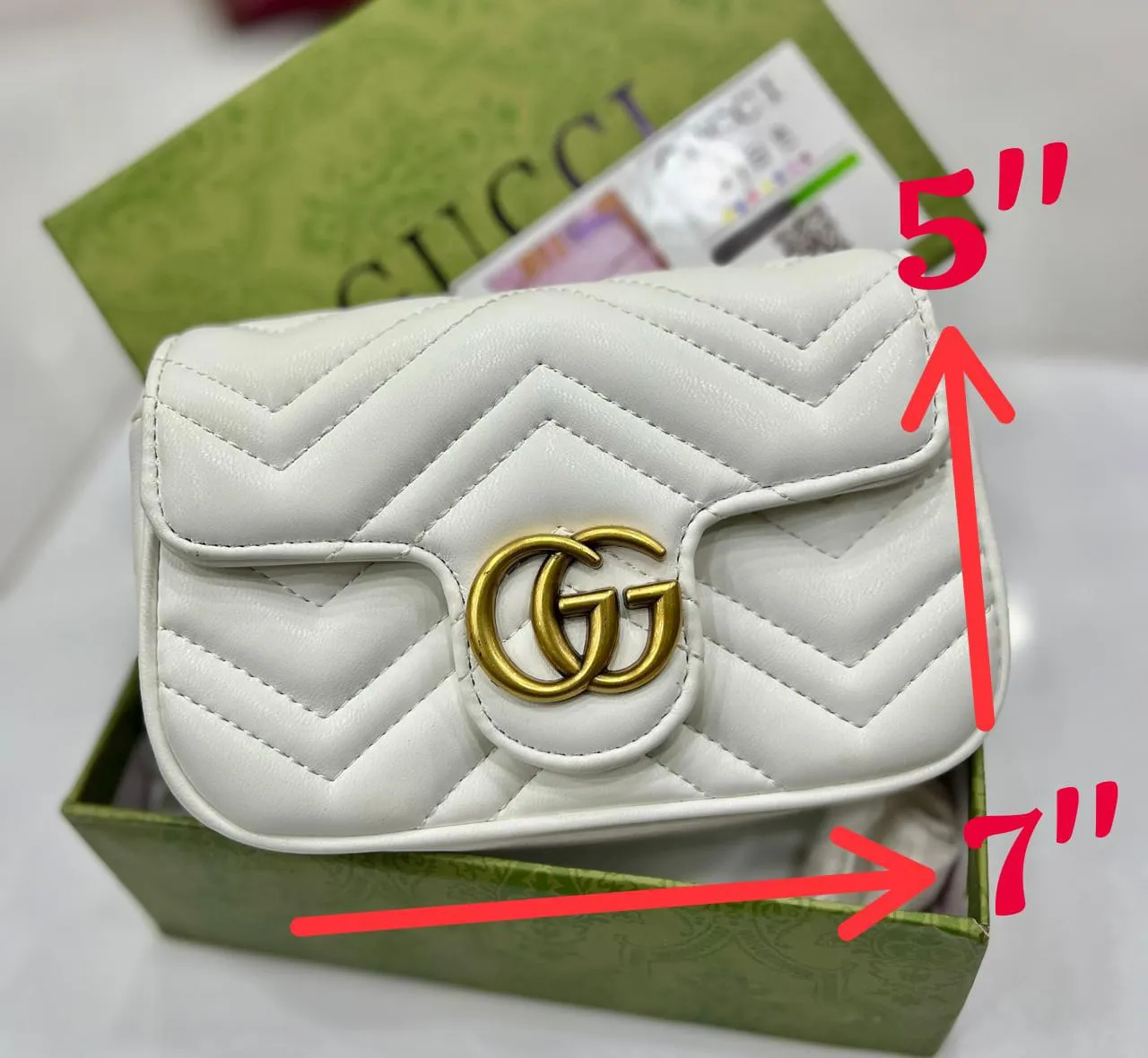 Gucci Mini Marmont Womens Bag with Brand Accessories (White)