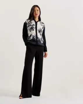 Gweenn Printed Woven Front Longline Cardigan Black