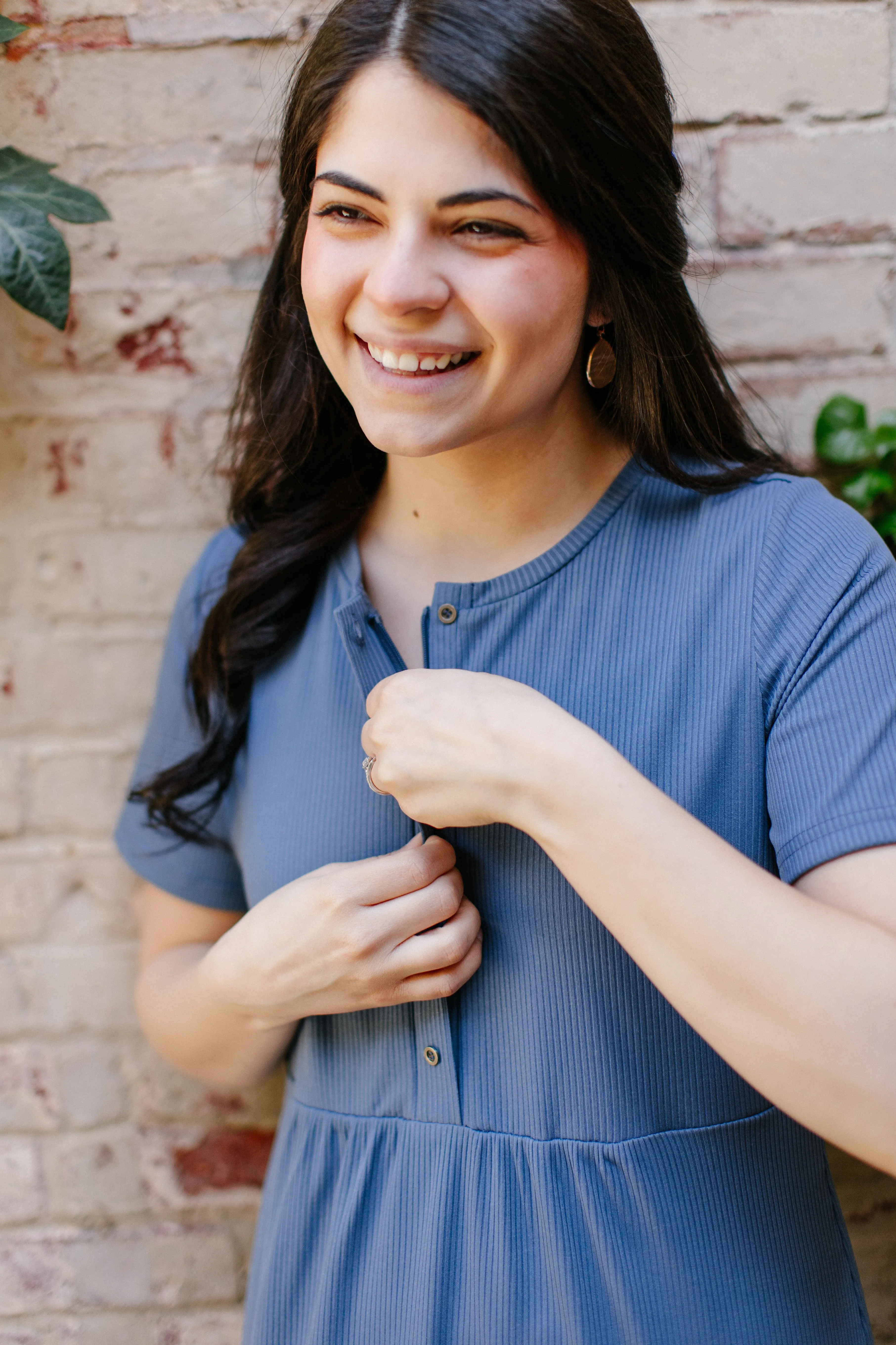 'Heidi' Nursing Friendly Ribbed Knit Dress