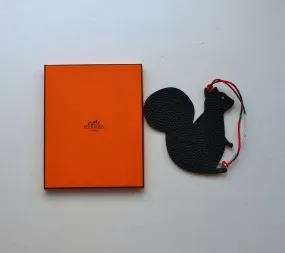 Hermès Petit H Squirrel Leather Charm for Handbags with Scarf Silk Twill Cord écureuil Hermes