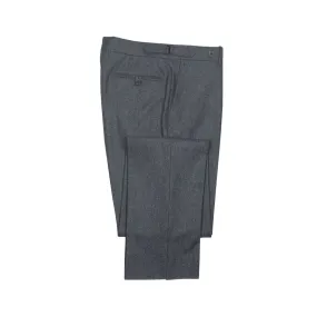 Higher-rise side tab trousers in mid grey wool flannel (restock)