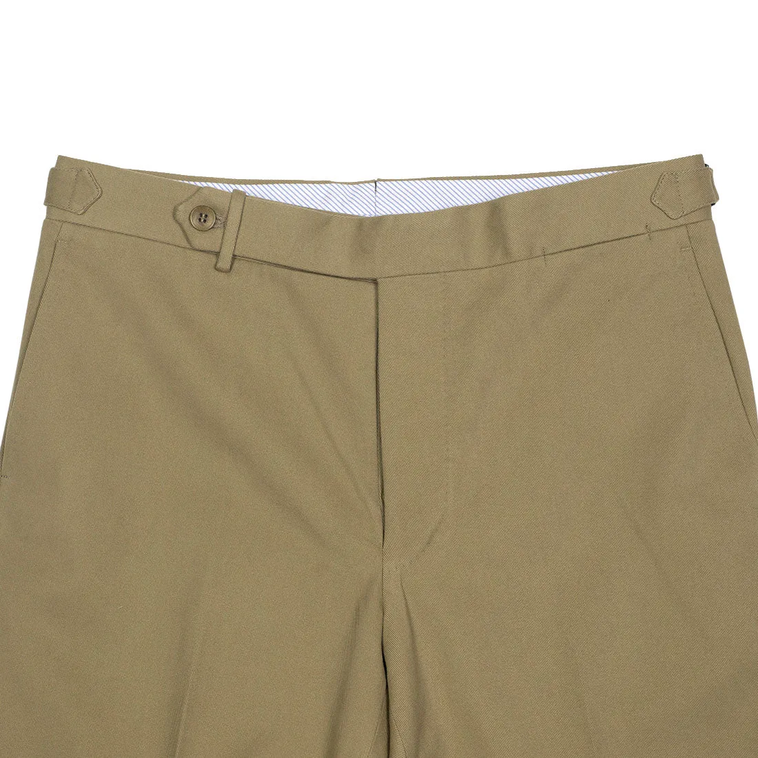 Higher-rise tan heavy twill cotton trousers